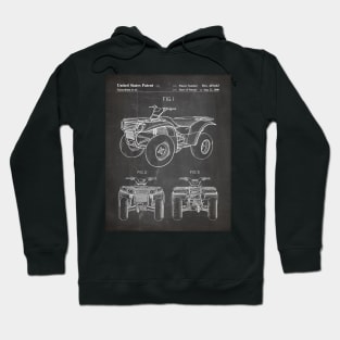 Atv Quad Bike Patent - Off-Roader Motorsports Fan Art - Black Chalkboard Hoodie